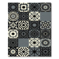 Monochromatic Geometric Starburst Tile Arrangement Rug