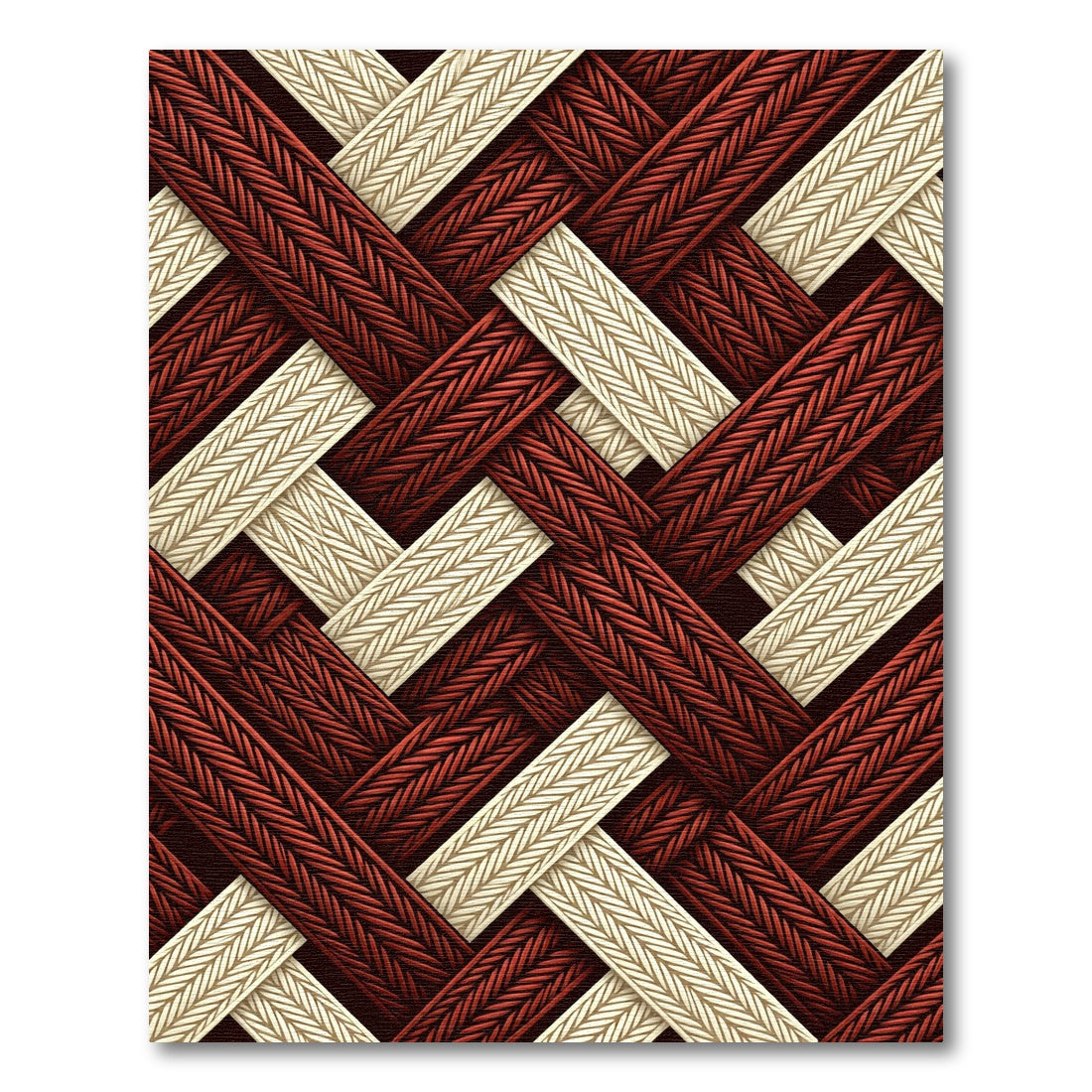 Crimson Cream Braided Weave Rug