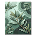 Serene Green Eucalyptus Branch Waves Rug