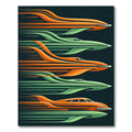 Midcentury Orange Green Kinetic Streamline Rug