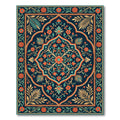 Elegant Teal and Coral Floral Medallion Rug
