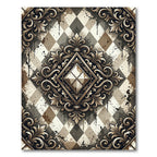 Ornate Gold Diamond Argyle Splatter Rug