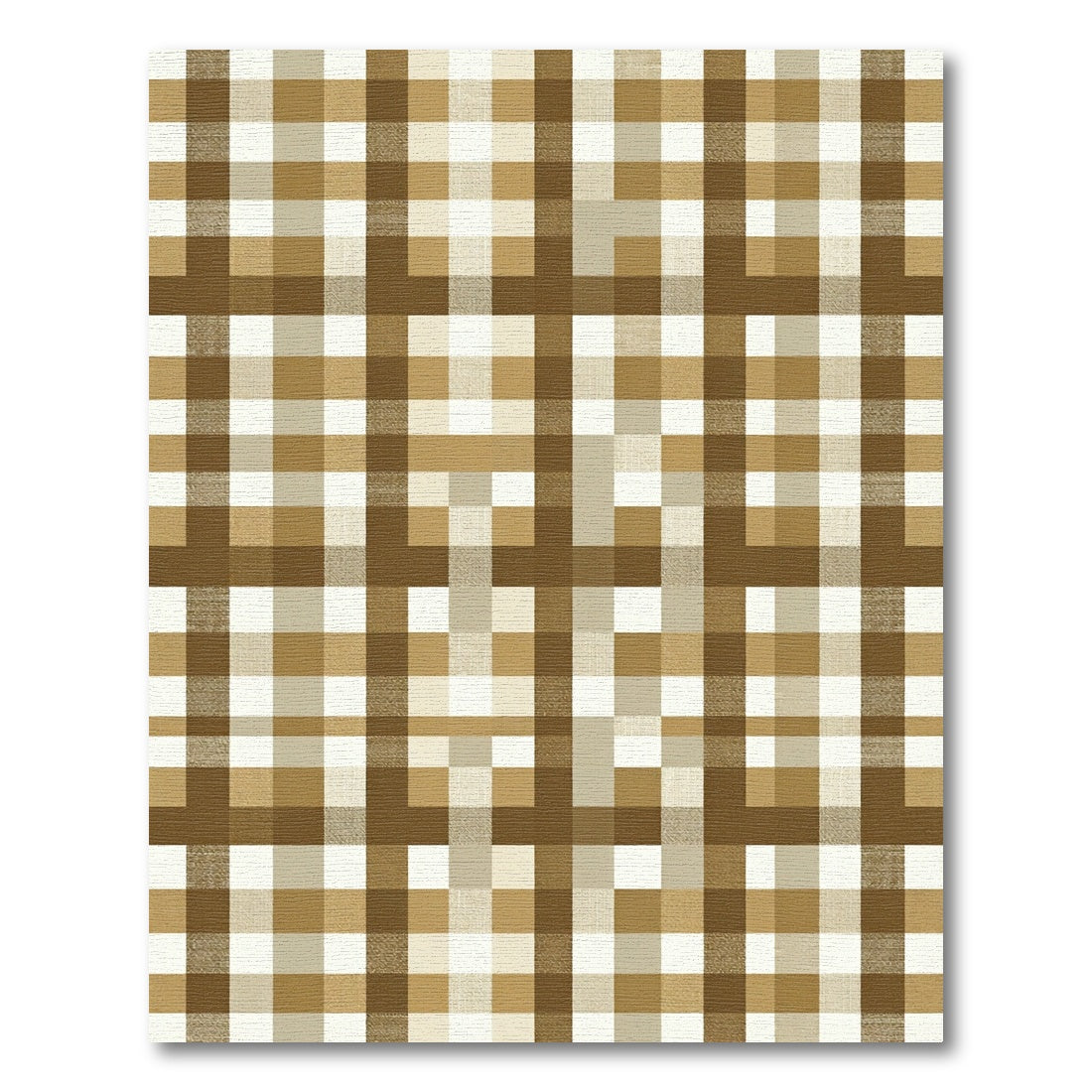 Earthy Brown Checkerboard Grid Rug