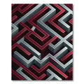Deep Red Silver Maze Lines Rug