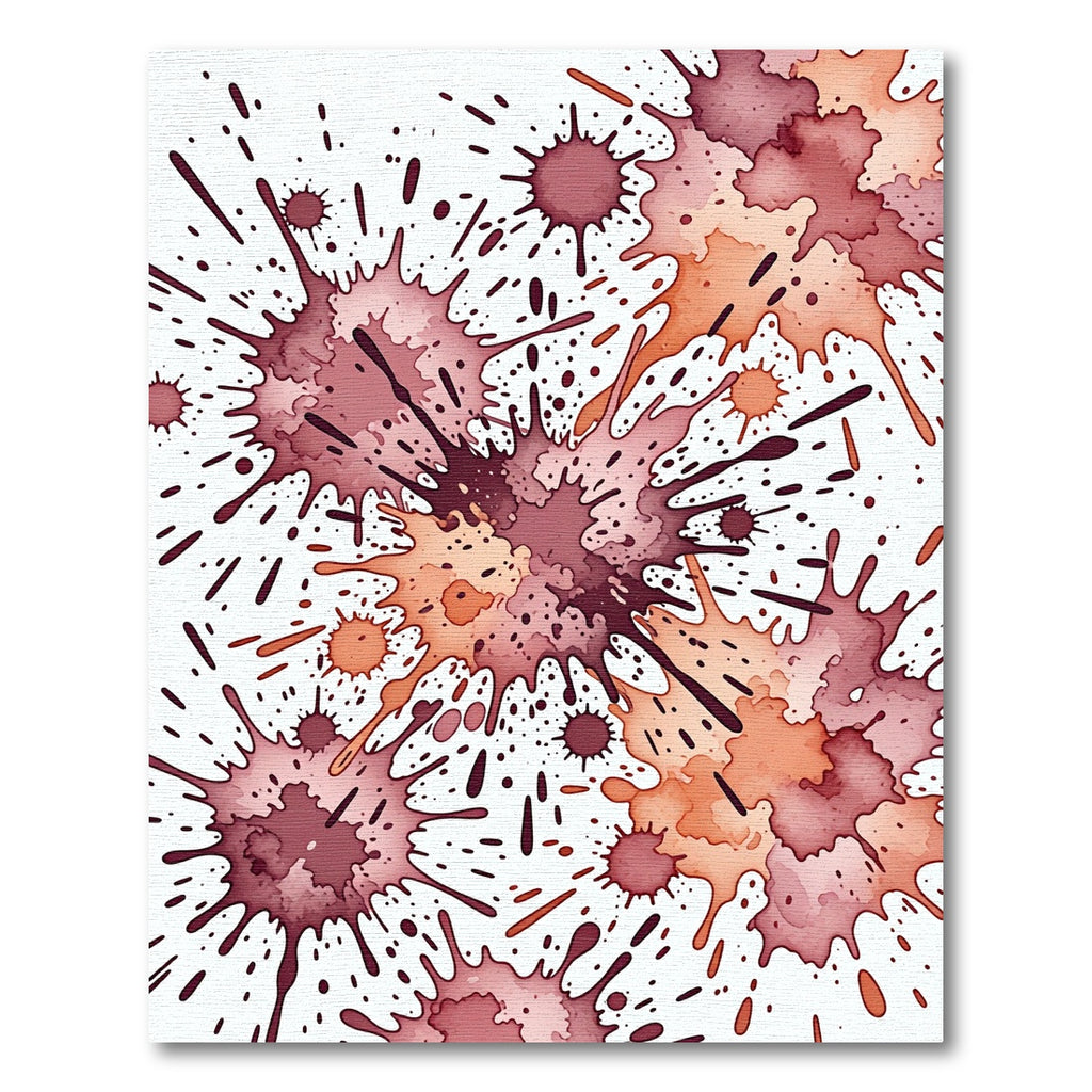 Abstract Crimson and Peach Ink Splash Rug