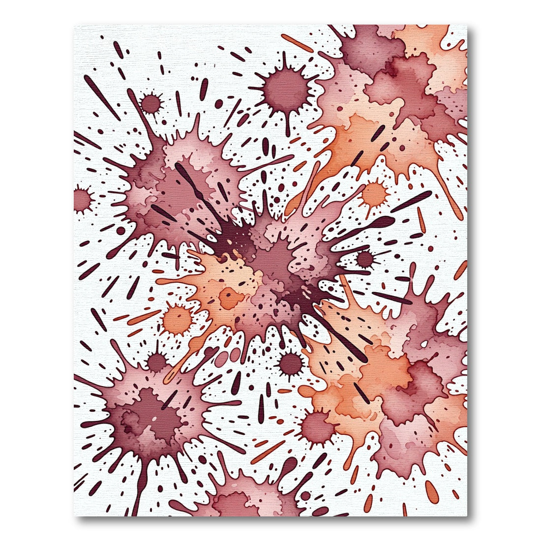 Abstract Crimson and Peach Ink Splash Rug