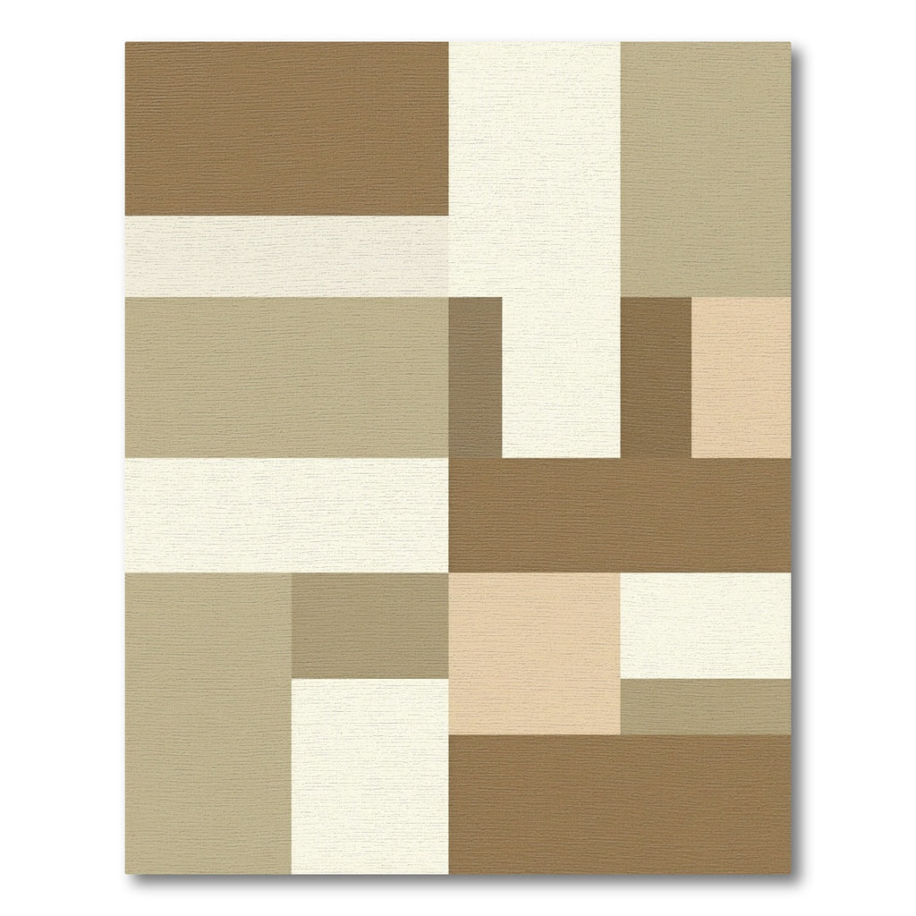 Modern Earthy Tone Geometric Blocks Rug