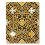 Elegant Golden Filigree Interlocking Scroll Rug
