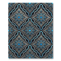 Azure Silver Ornate Damask Medallion Rug