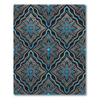 Azure Silver Ornate Damask Medallion Rug