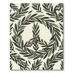 Green Olive Branch Wreath Cream Rug
