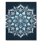 Icy Blue Frost Snowflake Mandala Rug