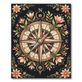 Vintage Compass Floral Border Rug