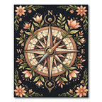 Vintage Compass Floral Border Rug