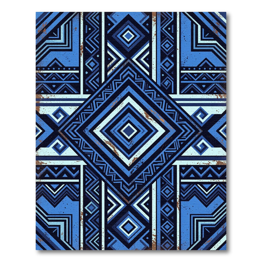Bold Geometric Navy Blue Diamond Abstract Rug