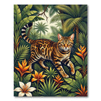 Lush Exotic Bengal Cat Jungle Tropical Rug