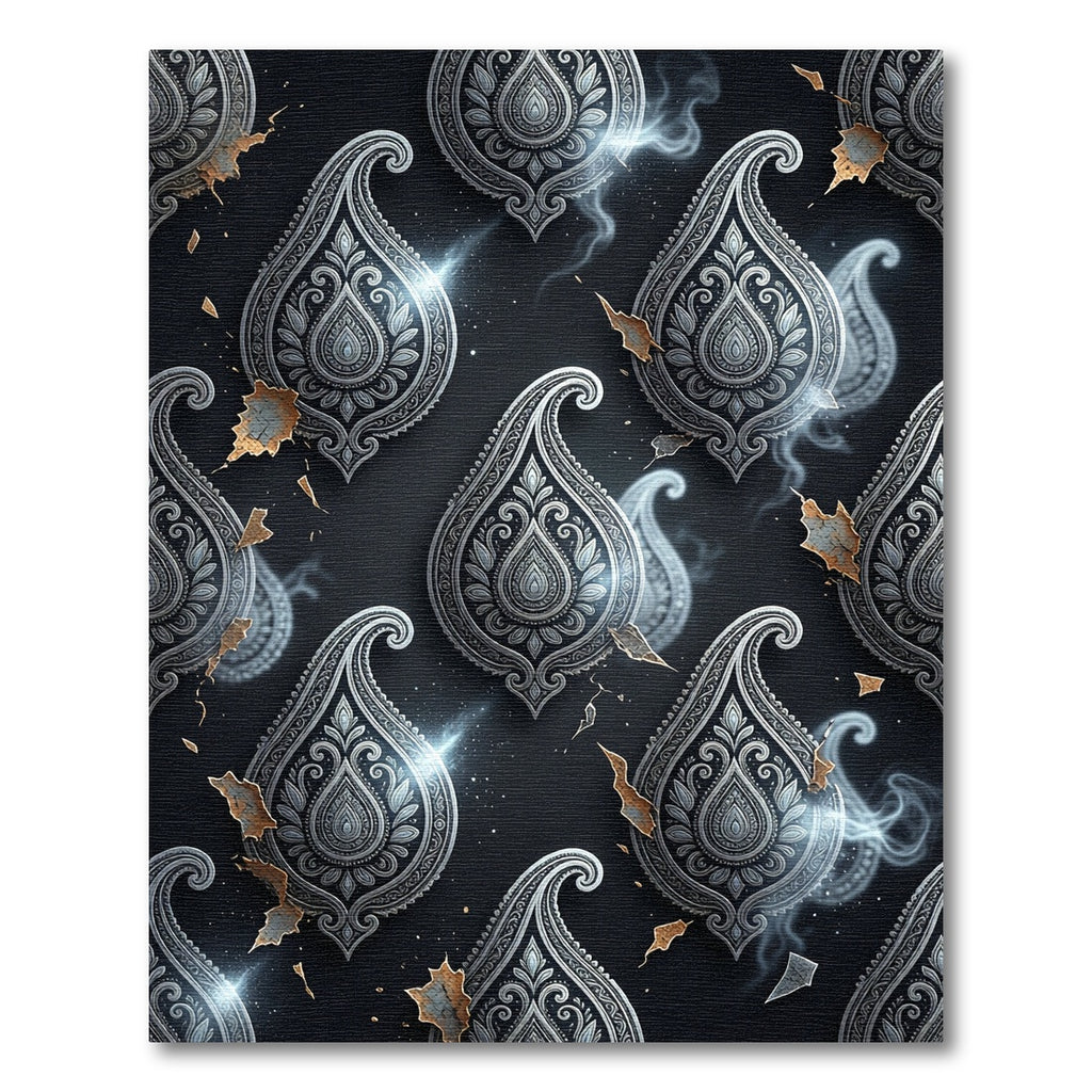 Ornate Grey Paisley Tear Open Rug