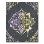 Pastel Lavender Gold Ornate Medallion Rug