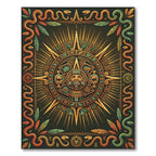 Aztec Sun Serpent Earthy Gold Wall Tapestry Rug