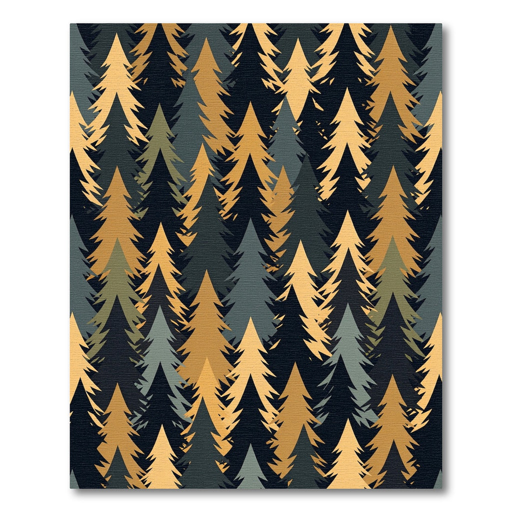 Golden Forest Pine Needle Silhouette Rug