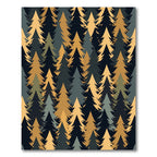 Golden Forest Pine Needle Silhouette Rug