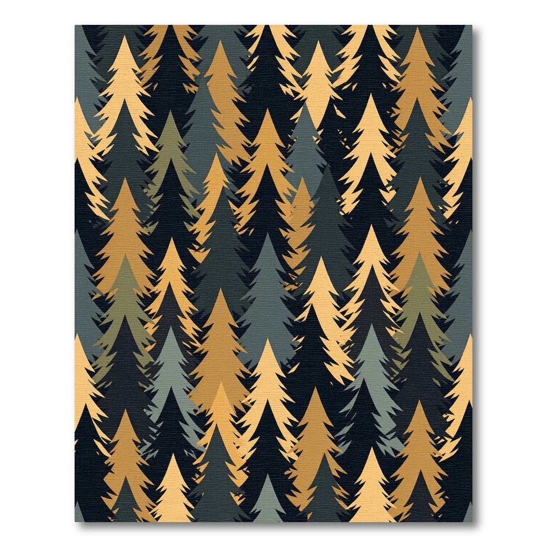 Golden Forest Pine Needle Silhouette Rug