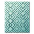 Modern Teal Geometric Diamond Grid Rug