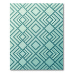 Modern Teal Geometric Diamond Grid Rug
