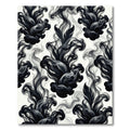 Dramatic Black Smoke Feather Swirls Rug