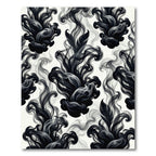 Dramatic Black Smoke Feather Swirls Rug