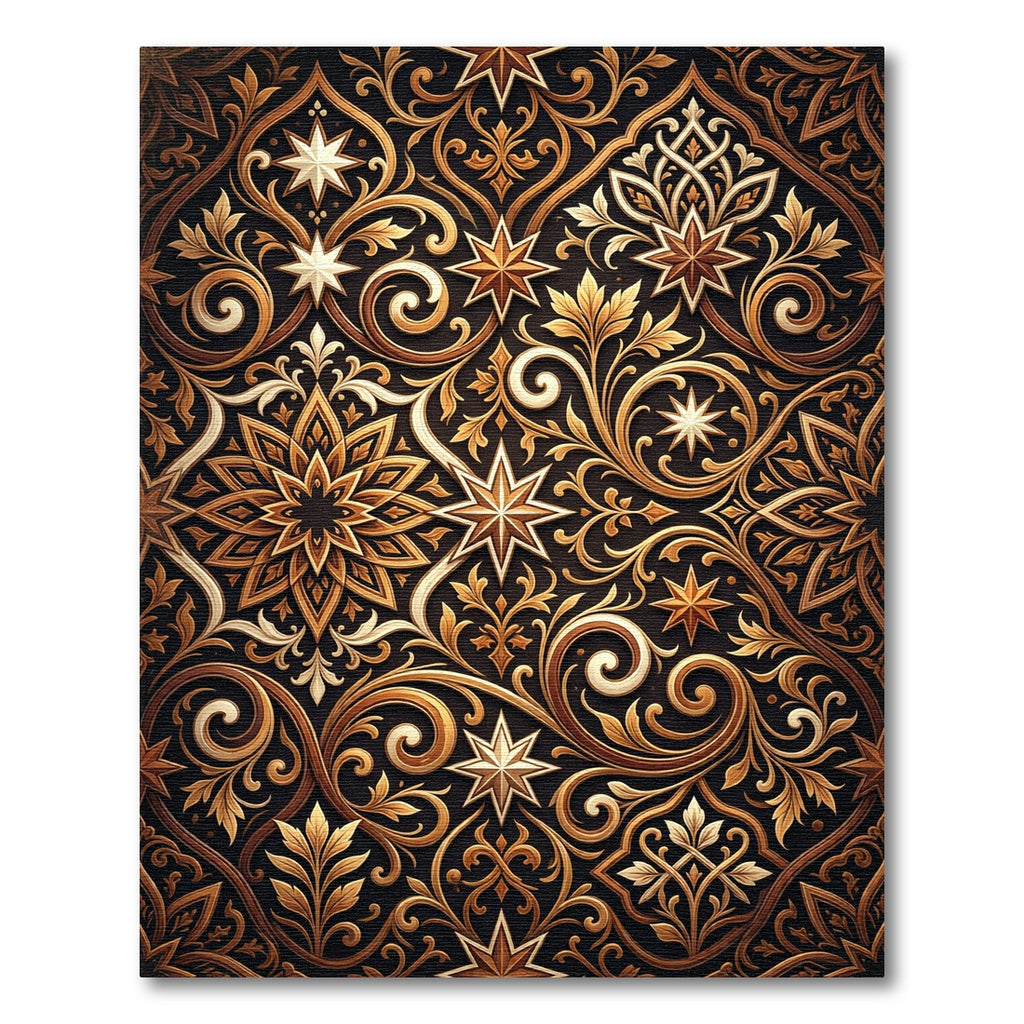 Golden Black Arabesque Star Medallion Rug