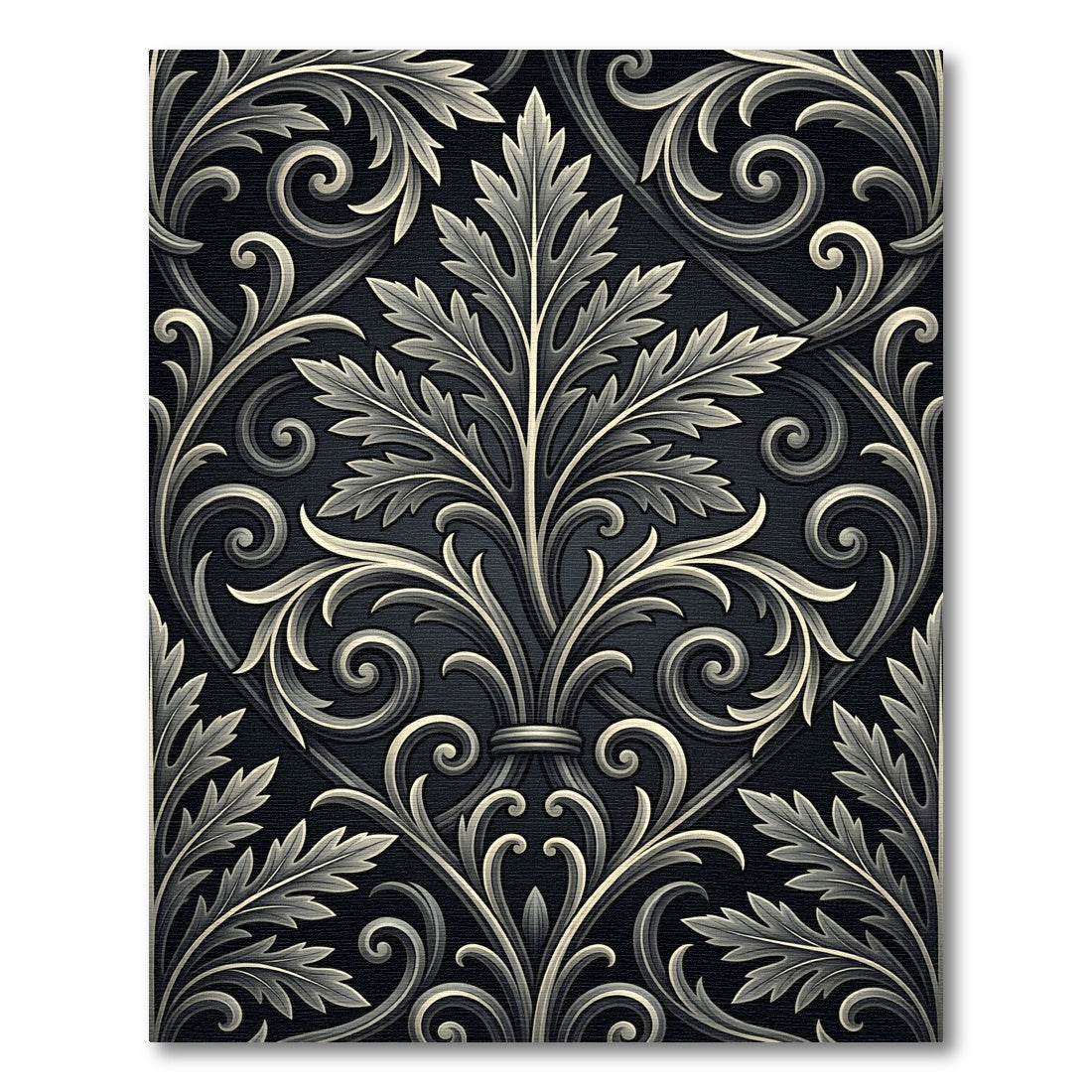 Elegant Silver Acanthus Scroll Relief Rug