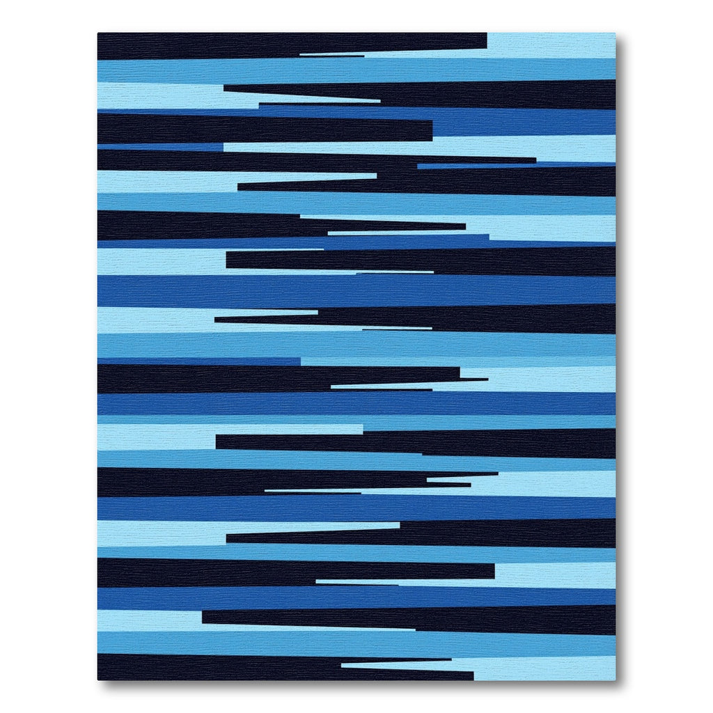 Abstract Blue Stripe Composition Rug