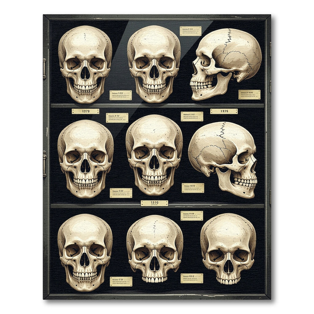 Anatomical Human Skull Grid Ivory Black Rug