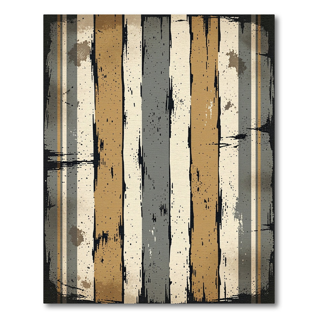 Rustic Gold and Gray Tonal Stripes Rug