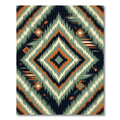 Earthy Sage and Copper Geometric Diamond Rug