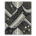 Gold and Black Geometric Hexagon Tile Rug