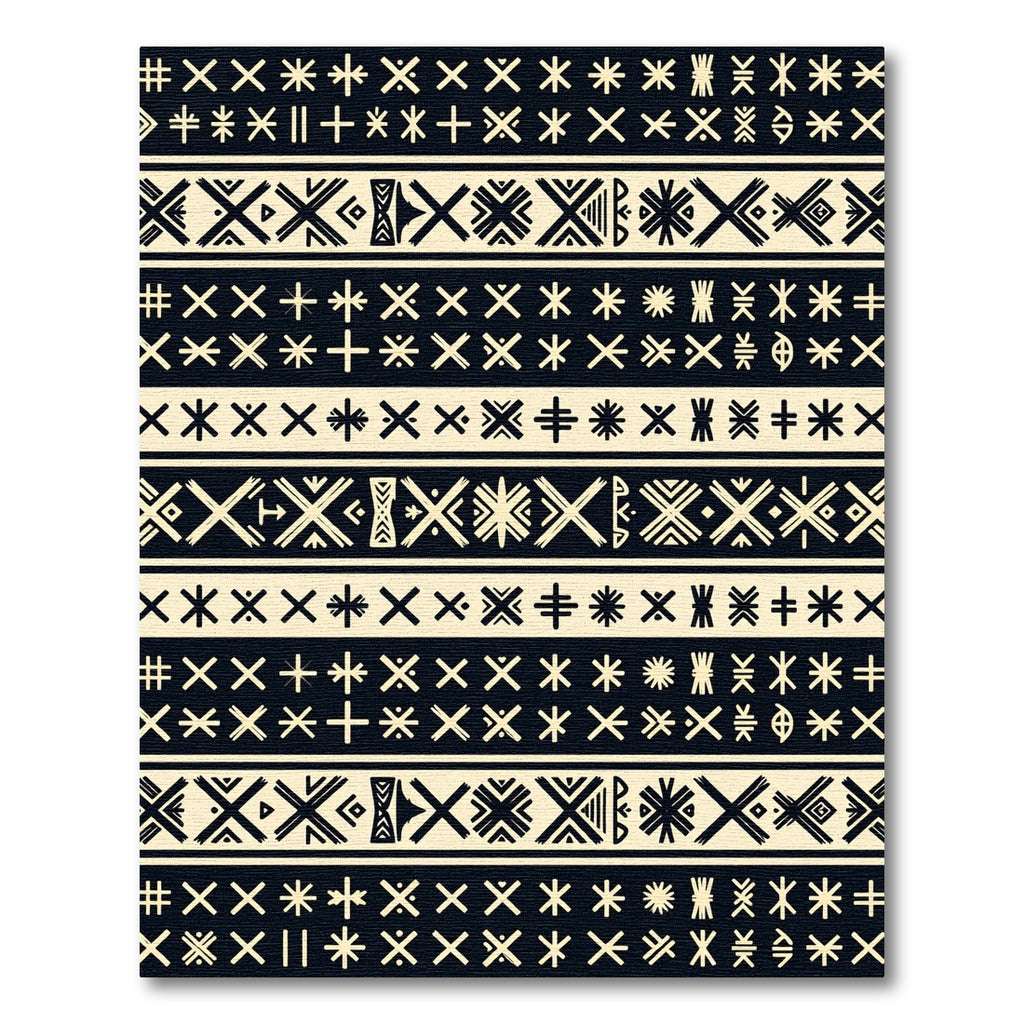 Ethnic Black Cream Geometric Stripe Rug