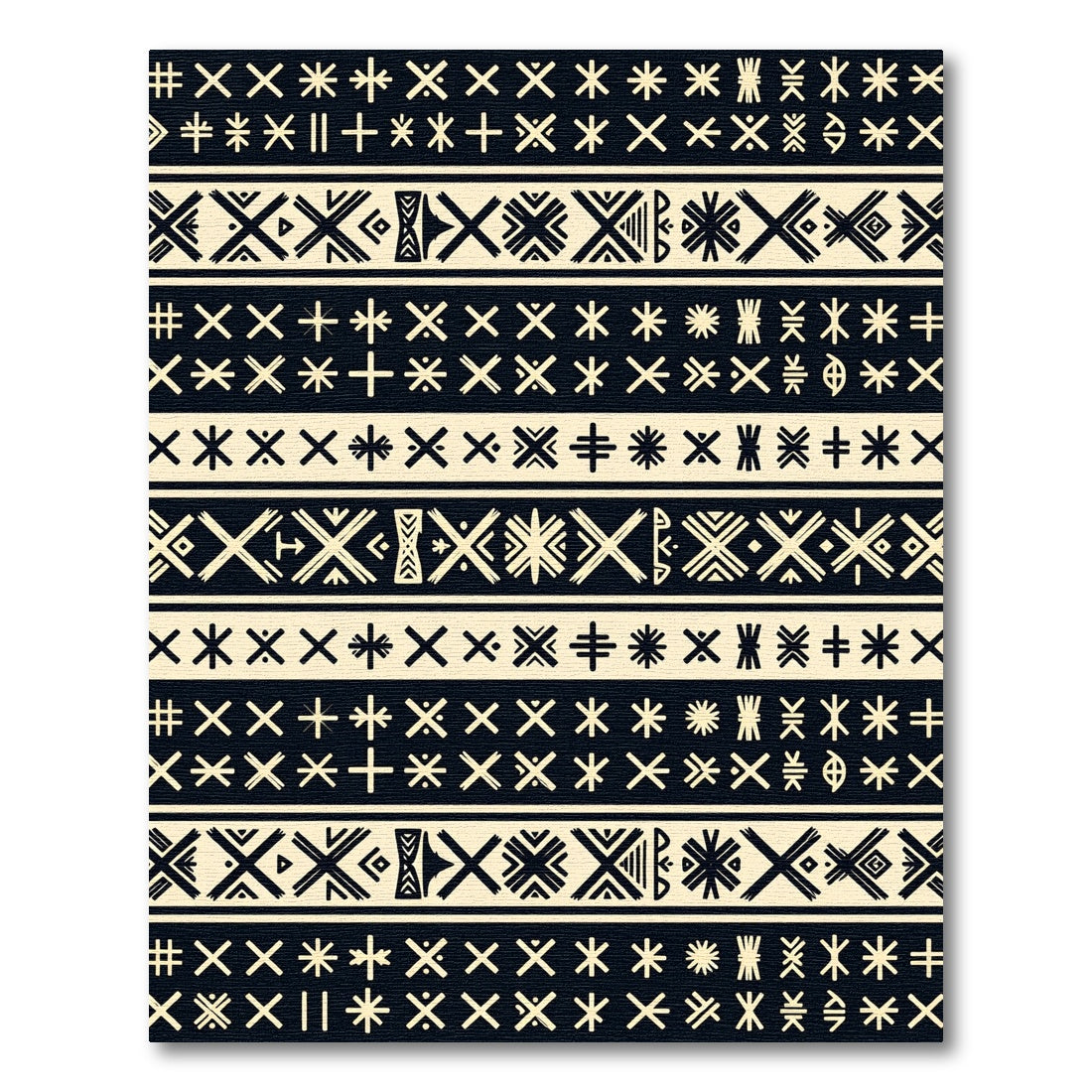 Ethnic Black Cream Geometric Stripe Rug