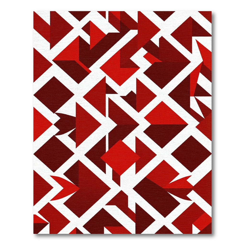 Crimson Red Geometric Interlocking Shapes Rug