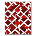 Crimson Red Geometric Interlocking Shapes Rug