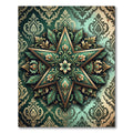 Emerald Damask Ornate Star Medallion Rug