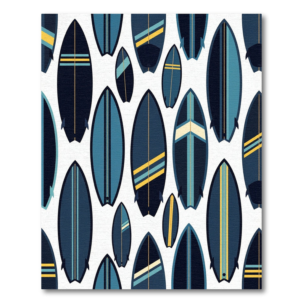 Navy Surfboard Geometric Coastal Illustration Rug