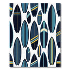Navy Surfboard Geometric Coastal Illustration Rug