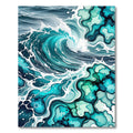 Abstract Ocean Wave Teal Blue Rug