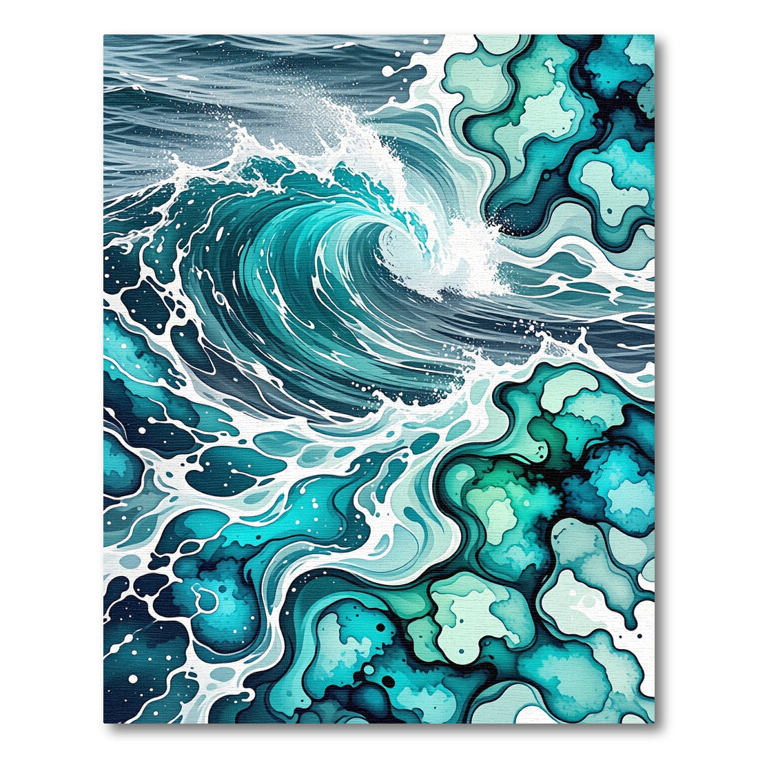Abstract Ocean Wave Teal Blue Rug