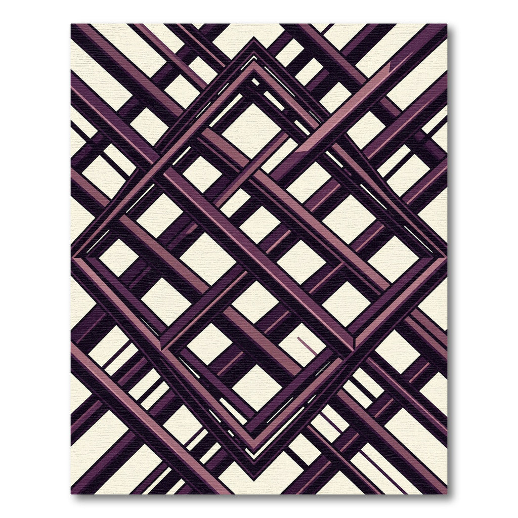 Geometric Plum Lattice Intersecting Lines Rug