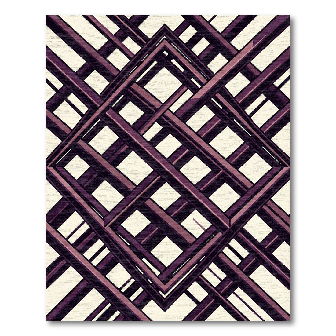 Geometric Plum Lattice Intersecting Lines Rug