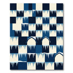 Abstract Geometric Icicle Grid Navy Rug