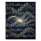 Golden Musical Notes Wave Rug